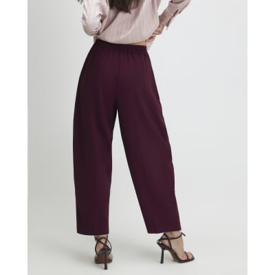 Red Drapey Barrel Leg Trousers