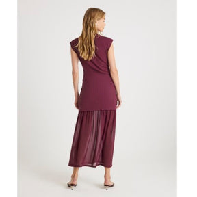 Red Drop Waist Ribbed Hybrid Midi Dress