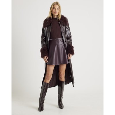 Red faux leather hybrid mini Dress