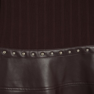 Red faux leather hybrid mini Dress