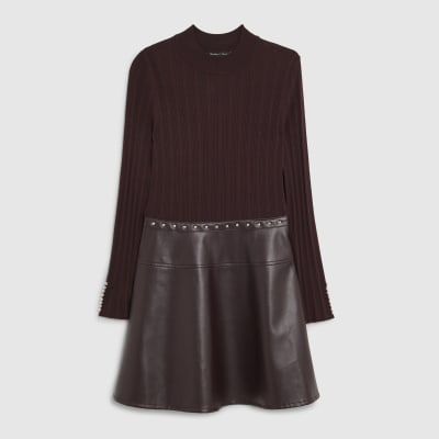 Red faux leather hybrid mini Dress