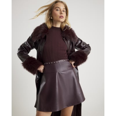 Red faux leather hybrid mini Dress