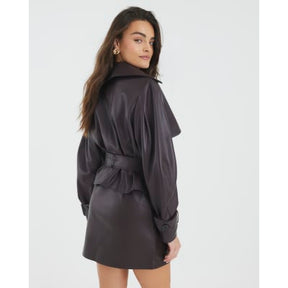 Red Faux Leather Pocket Detail Mini Skirt