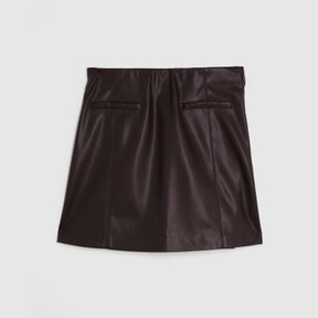 Red Faux Leather Pocket Detail Mini Skirt