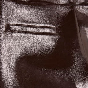 Red Faux Leather Shorts