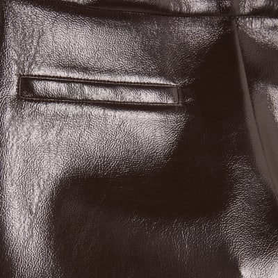 Red Faux Leather Shorts