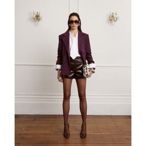 Red Faux Leather Shorts