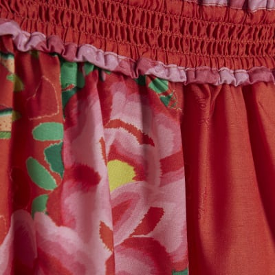 Red Floral Maxi Skirt