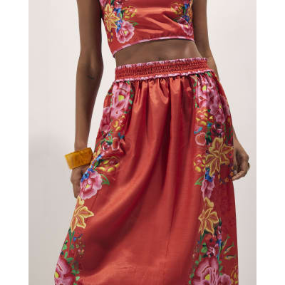 Red Floral Maxi Skirt