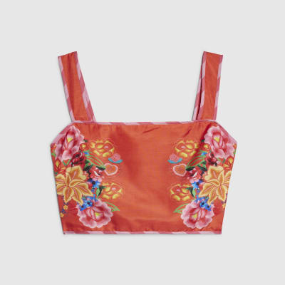 Red Floral Print Crop Top
