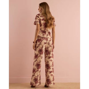 Red Floral Relaxed Flare Jeans