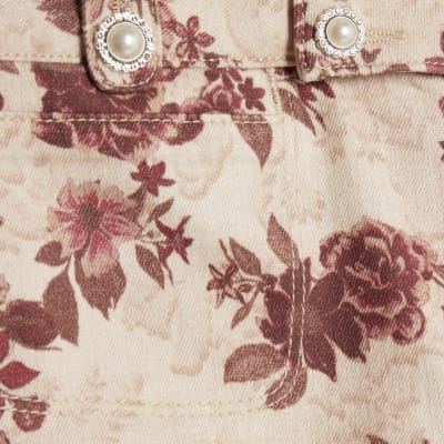 Red Floral Relaxed Flare Jeans