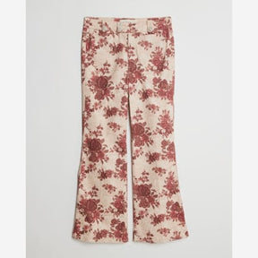 Red Floral Relaxed Flare Jeans