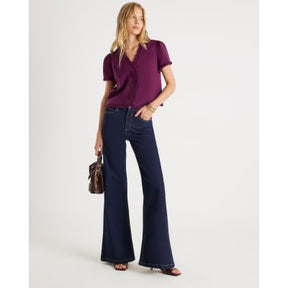 Red Frill Button Tailored Top