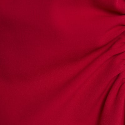 Red Halter Neck Midi Dress