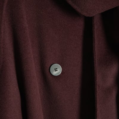 Red Handmade Wool Blend Scarf Coat