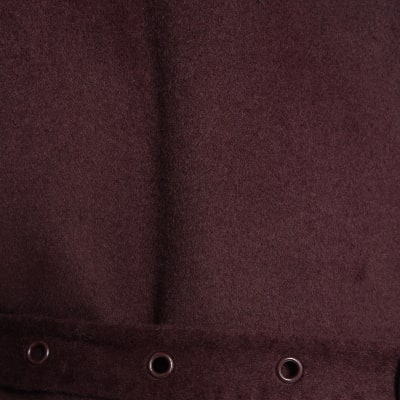 Red Handmade Wool Blend Short Belted Jacket