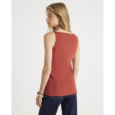 Red High Neck Fitted Waistcoat