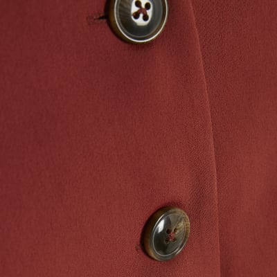 Red High Neck Fitted Waistcoat