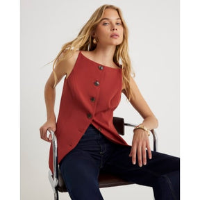 Red High Neck Fitted Waistcoat