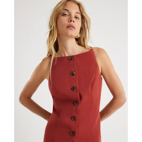 Red High Neck Fitted Waistcoat