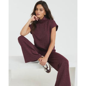 Red High Neck Lurex T-shirt