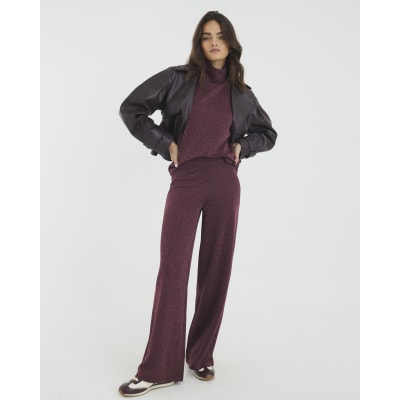 Red High Neck Lurex T-shirt