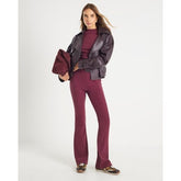 Red High Waisted Ribbed Flared Leggings