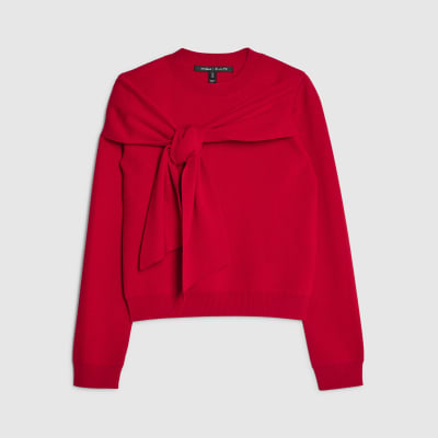 Red Knit Long Sleeve Bow Jumper