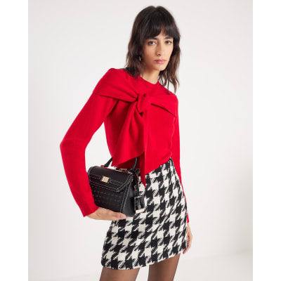 Red Knit Long Sleeve Bow Jumper