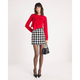 Red Knit Long Sleeve Bow Jumper