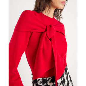 Red Knit Long Sleeve Bow Jumper