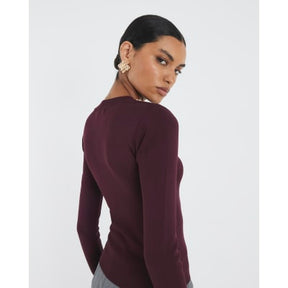 Red Knit Long Sleeve Top