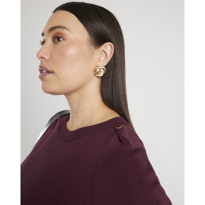 Red Knit Long Sleeve Top