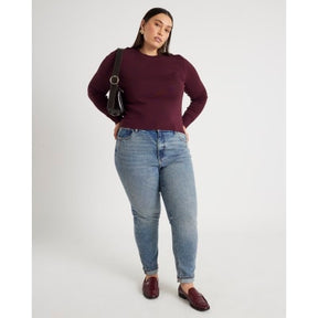 Red Knit Long Sleeve Top