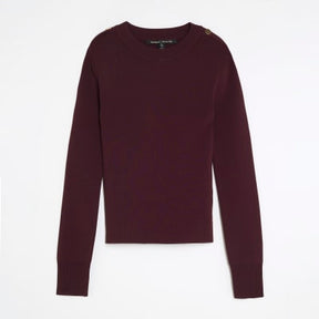 Red Knit Long Sleeve Top