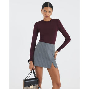 Red Knit Long Sleeve Top