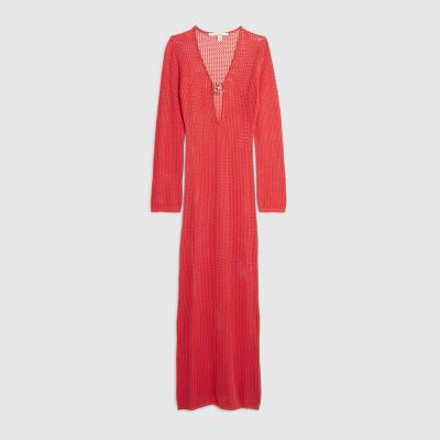 Red Knit Maxi Beach Dress