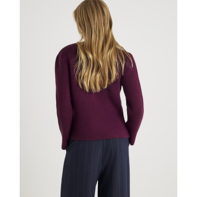 Red Knitted Button Detail Cardigan