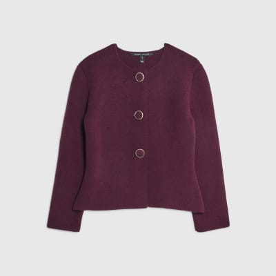 Red Knitted Button Detail Cardigan