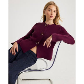 Red Knitted Button Detail Cardigan