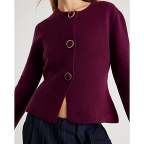 Red Knitted Button Detail Cardigan