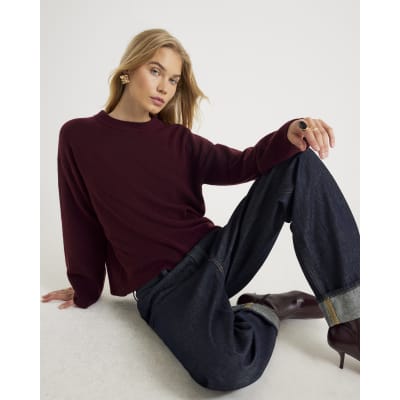 Red Knitted Crew Neck Jumper