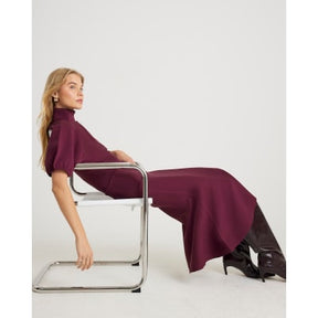 Red Knitted Flare Midi Skirt