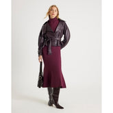 Red Knitted Flare Midi Skirt