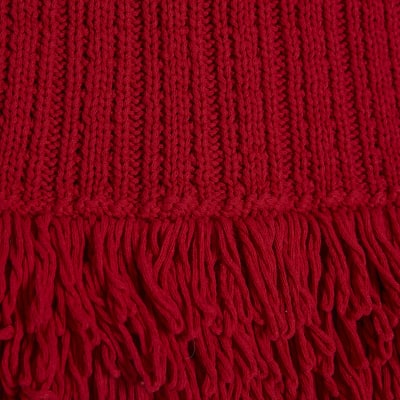 Red Knitted Fringe Trim Vest Top