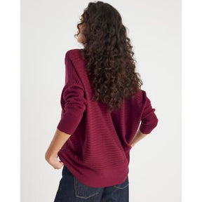 Red Knitted High Neck Ribbed Jumper