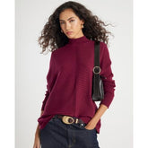 Red Knitted High Neck Ribbed Jumper