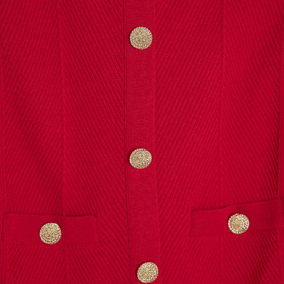 Red Knitted Long Sleeve Peplum Mini Dress