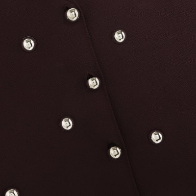 Red Knitted Studded Cardigan